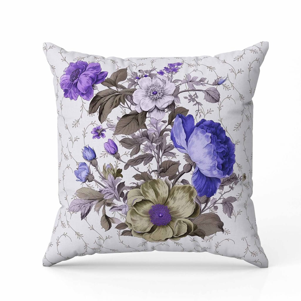 Flower and Knop Faux Suede Reversible Throw Pillow Brown and Blue