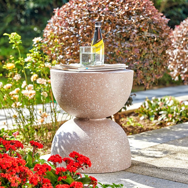 Glitzhome 18"H Modern MGO Faux Terrazzo Garden Stool Planter Stand - 15.75"L X 15.75"W X 17.75"H