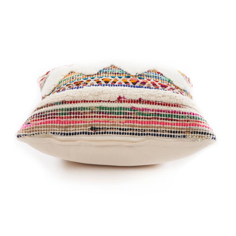 Sevita White Diamond Chevron Cotton Throw Pillow 18 inch