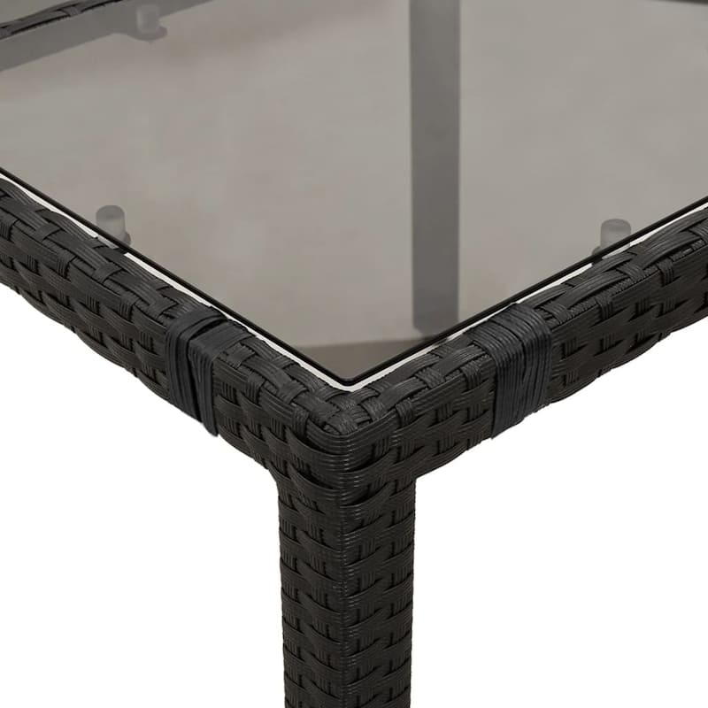 vidaXL Patio Dining Set with Cushions Bistro Futniture Set Black Poly Rattan - 22.0 x 23.2 x 36.2