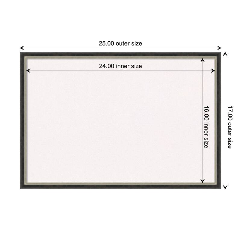 Theo Narrow Wood Framed White Corkboard Bulletin Board - Theo Black Silver Narrow - Board Size 24x16