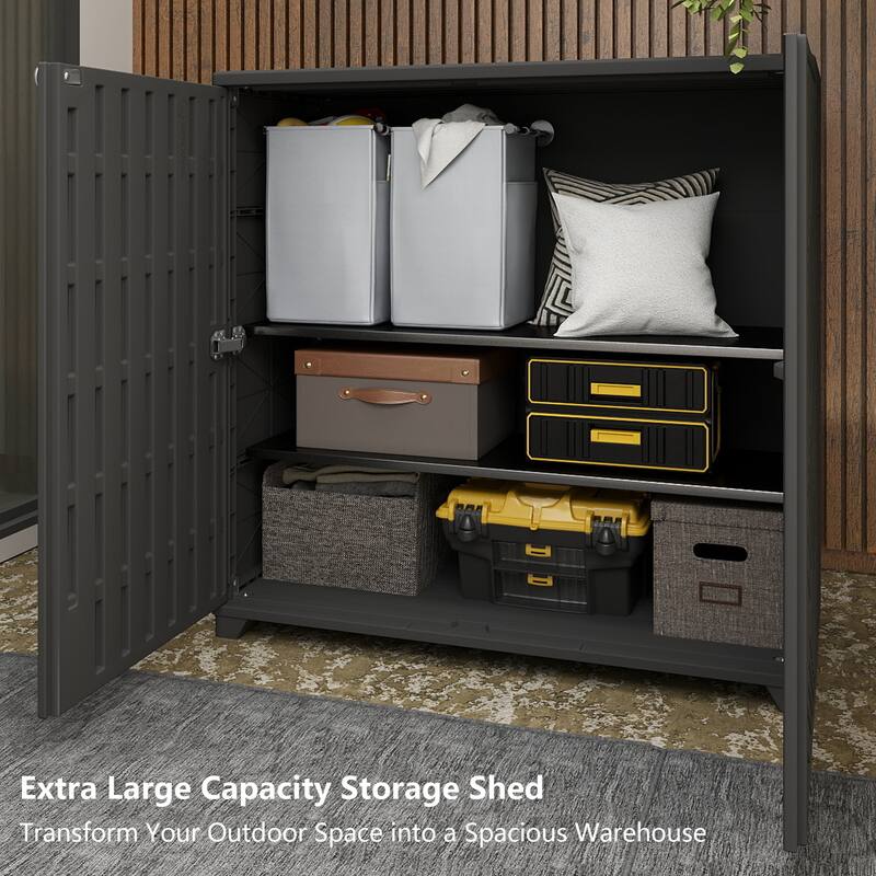 Outdoor Resin Deck Box Storage Shed for Garden,Patios,Backyards,Tools