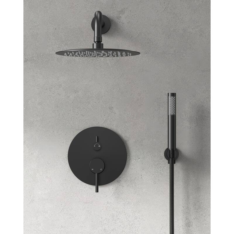 GRANDJOY Wall Mounted Shower System 10" Rainfall Shower Head with Handheld Spray