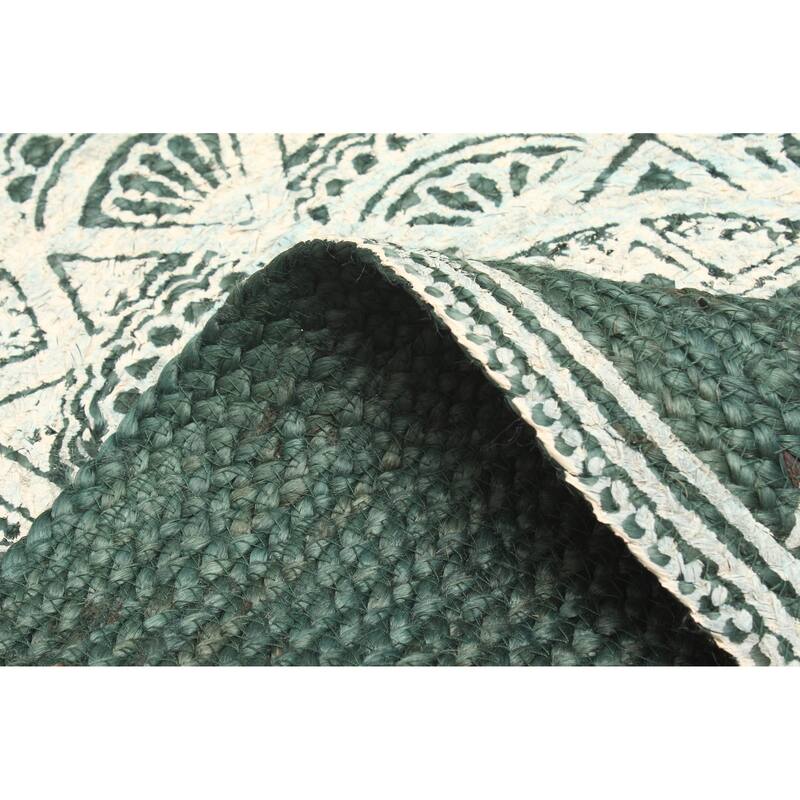 ECARPETGALLERY Braided Weave Palas Denizli Dark Green Jute Rug - 2'11 x 2'11
