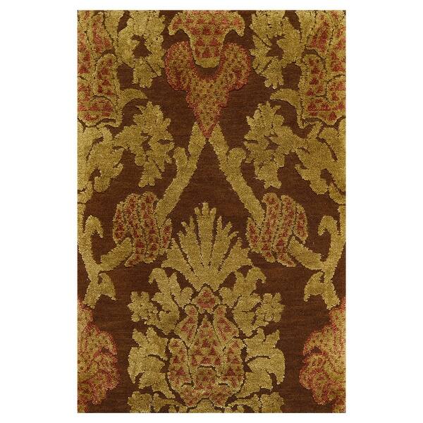 slide 2 of 7, Hand Knotted KPSI Brown Tibetan Wool & Silk Oriental Area Rug (2x3) - 2' x 3'