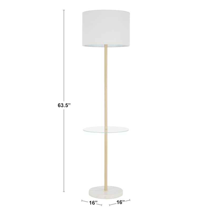 Chloe Contemporary Floor Lamp with Clear Glass Shelf