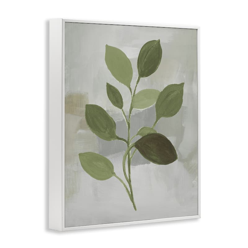 Stupell Leaf Sprigs over Grey Framed Giclee Art Design By Lanie Loreth