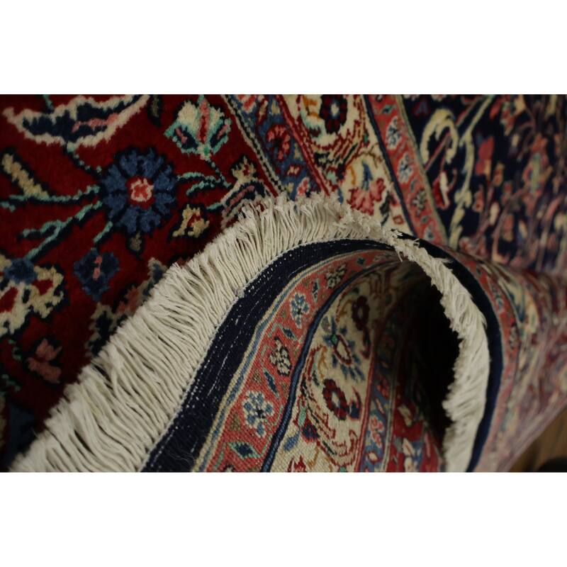 Hand Knotted Oriental 100% Wool Carpet Traditional Traditional Navy Blue & Blues Sarouk Area Rug - 14' 5'' X 10' 4''