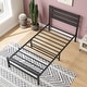preview thumbnail 1 of 8, Industrial Twin Metal Bed Frame with Wooden Headboard and Ample Storage Black - Twin