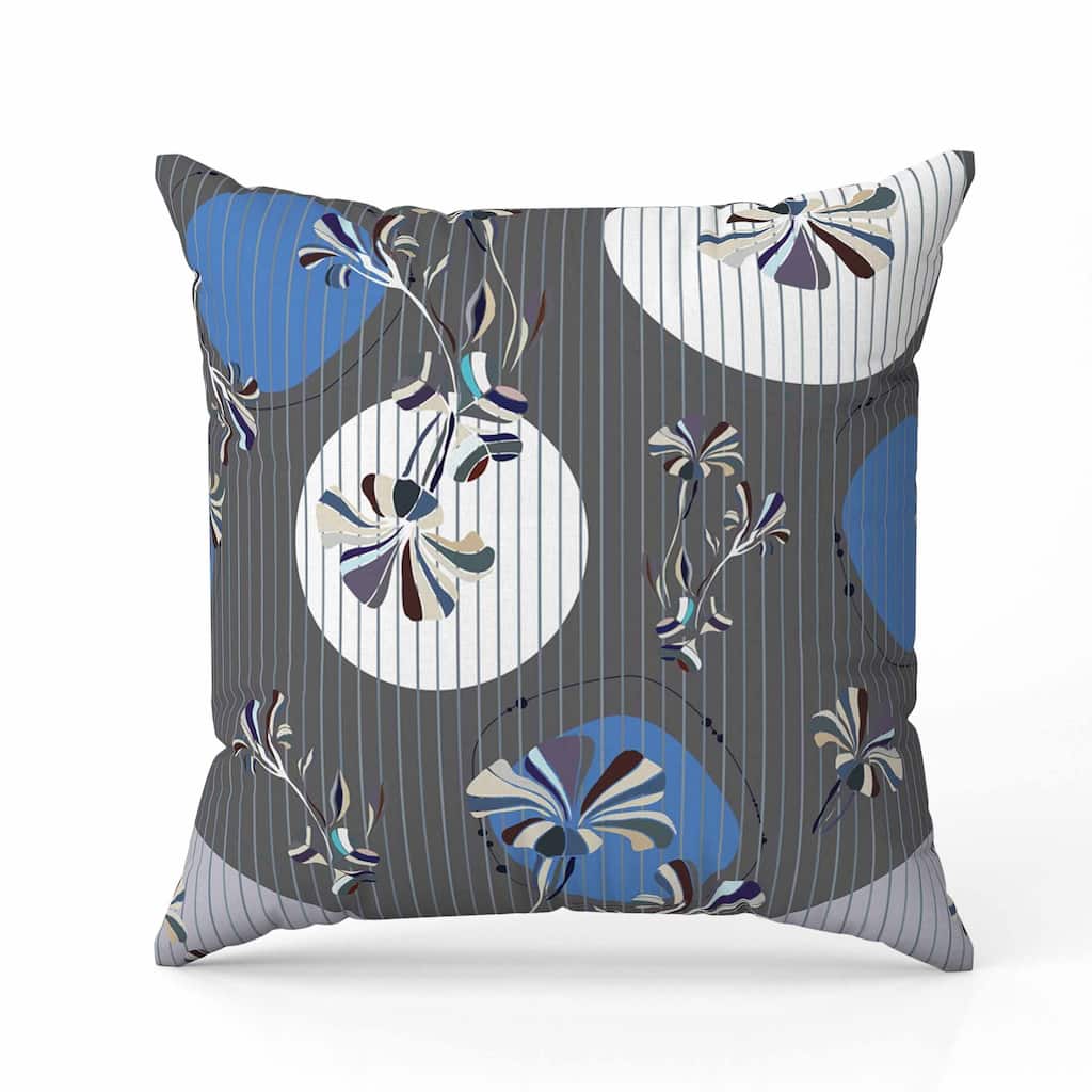 Circular Garden Indoor/Outdoor Reversible Throw Pillow Dark and Gray
