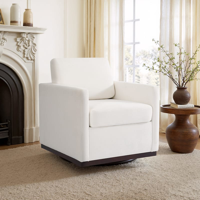 uixe Modern Upholstered Swivel Accent Chair with Pocket Spring Seat