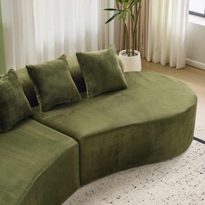 Curved Sectional Sofa Modular Cloud Couch 4 Seat Upholstered Sofa for Living Room Apartment