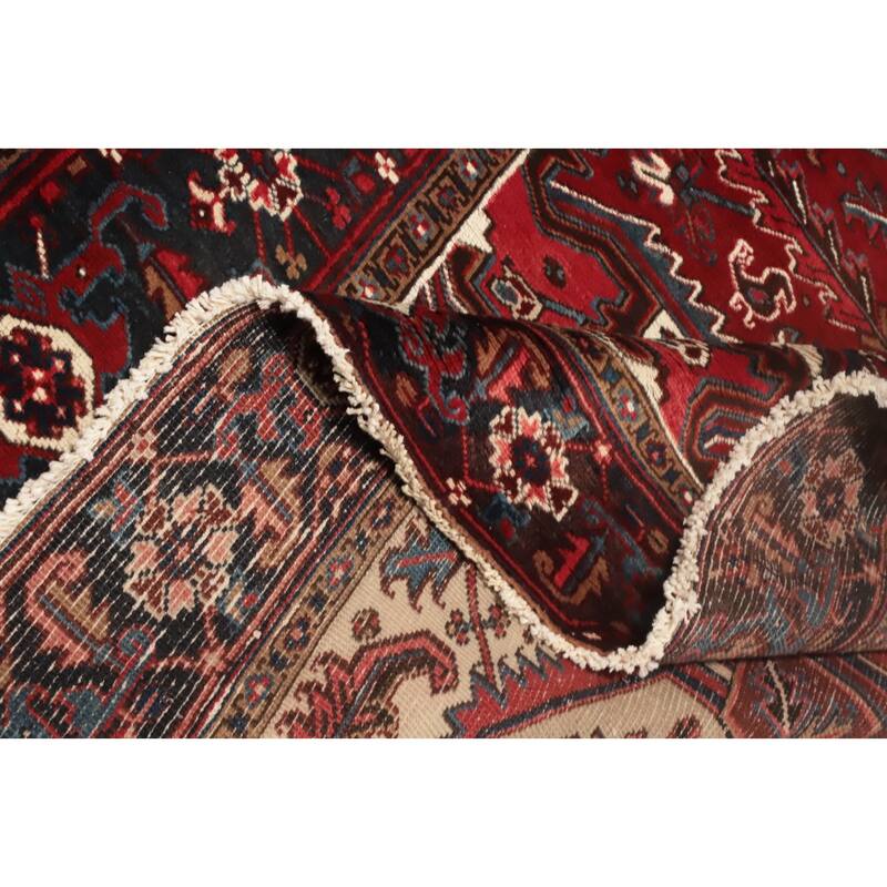 Hand Knotted Oriental 100% Wool Carpet Traditional Medallion Red Heriz Area Rug - 9' 5'' X 7' 10''