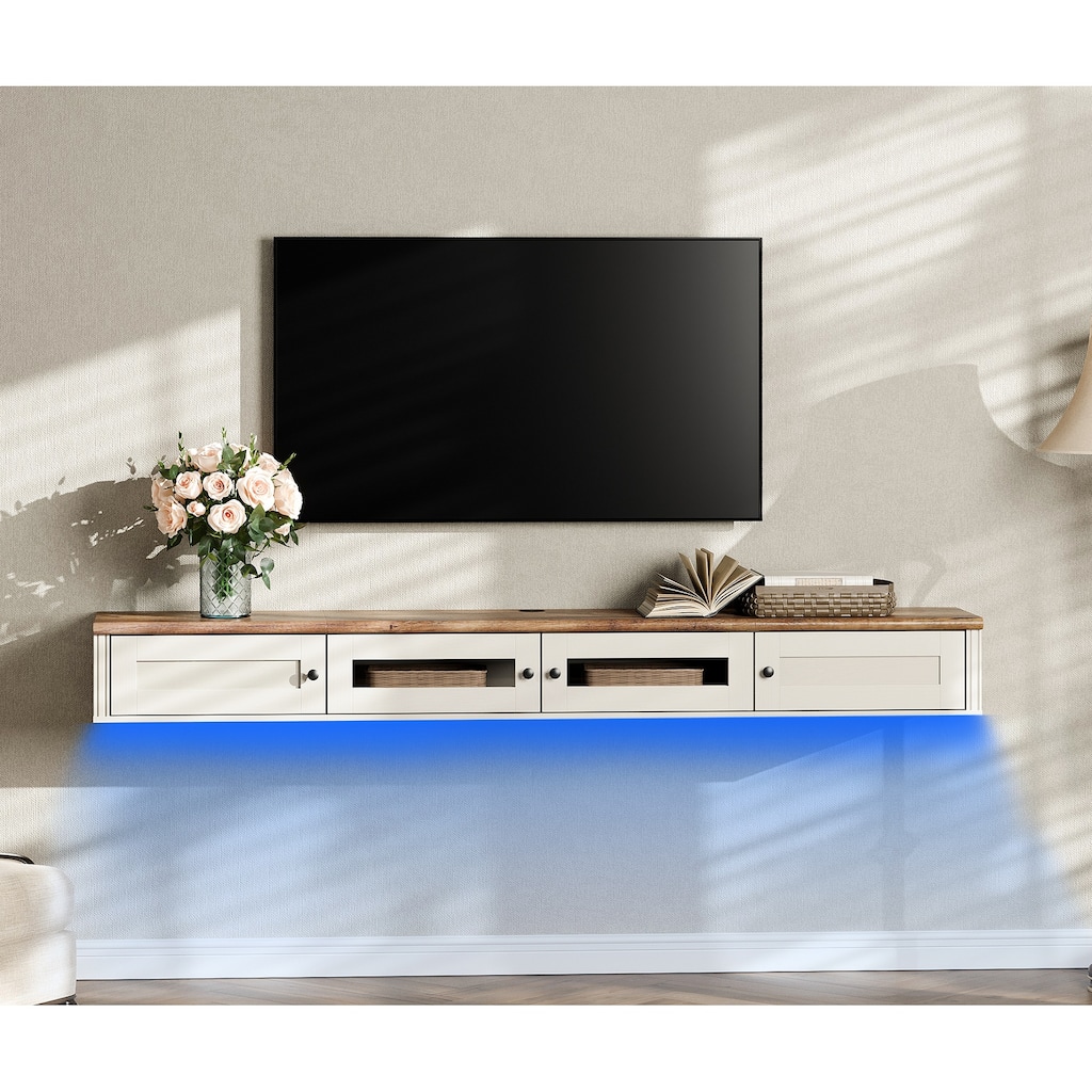 Floating TV Stand with Charging Station for TVs up to 80 Inch