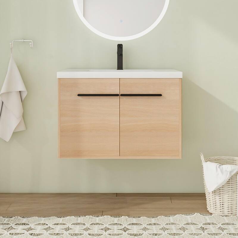 24"/30"/36" Floating Bathroom Vanity with Sink, Wall Mounted Bathroom Vanity with Soft Close Doors