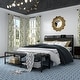 preview thumbnail 2 of 12, VECELO Modern Bed Frame with Storage Bench PU Leather Upholstered Headboard with Charging Stations Noise-Free Heavy Duty Bed