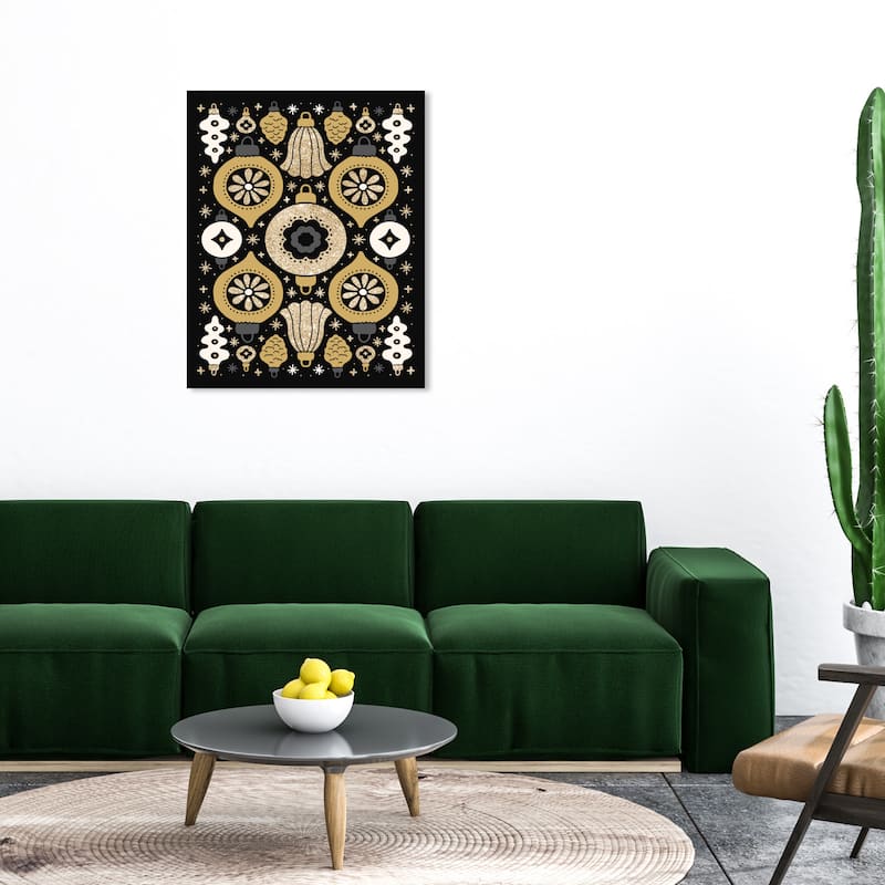 Wynwood Studio Canvas Holiday and Seasonal Beautiful Glam Ornaments Black Glam Wall Art Canvas Print - 30 x 36