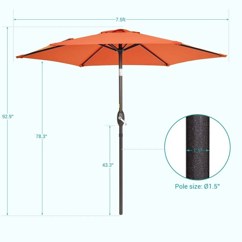 Bonosuki 7.5-foot Waterproof Sunshade Canopy Patio Umbrella