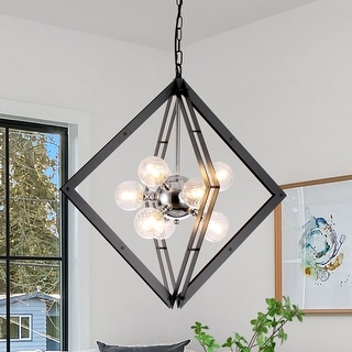 Modern Black Sputnik Chandelier with Clear Glass Shades for Dining Room ...