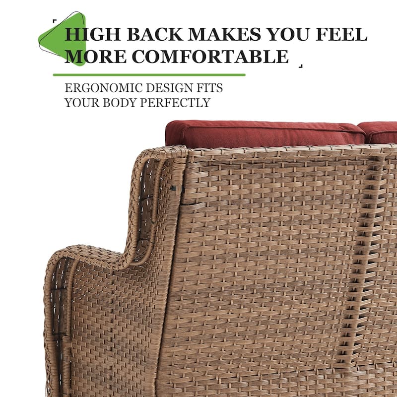 Pocassy Patio Outdoor 3-Seat Sofa with Cushion
