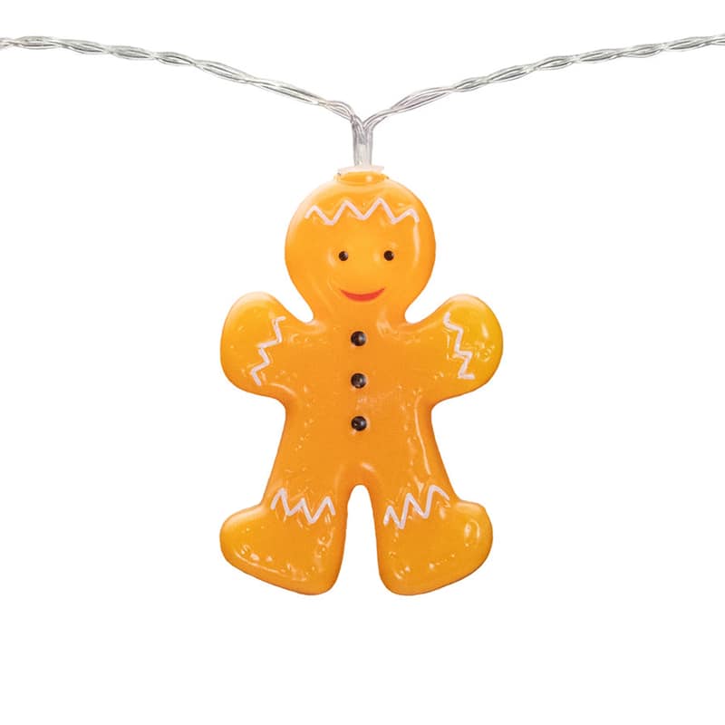 10ct LED Orange Gingerbread Men Christmas Fairy Lights 4ft Copper Wire