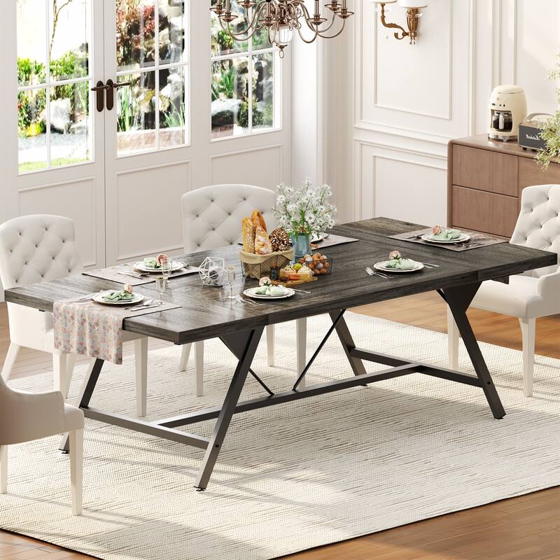 70.8-in Modern Farhouse Dining Table for 6 people, Large Kitchen Desk for Dining Room