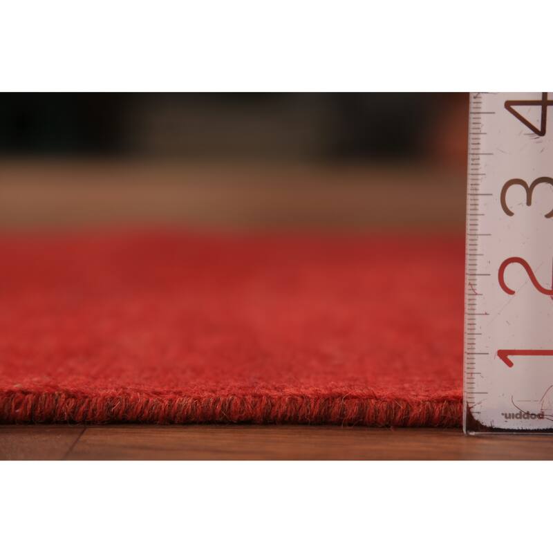 Modern Gabbeh Oriental Rug Hand-Knotted Solid Red Wool Carpet - 2'6" x 4'0"