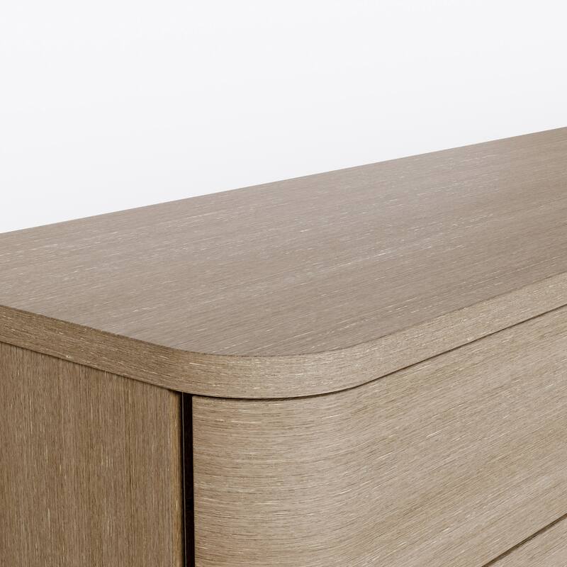 Oak 8-Drawer Dresser Buffet for Bedroom Wide Chest of Drawers with Anti-Tip Safety, Waterproof Top