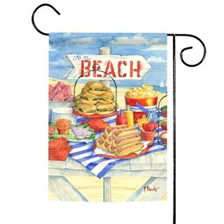 Beige and Blue Beach Barbeque Outdoor Garden Flag 18