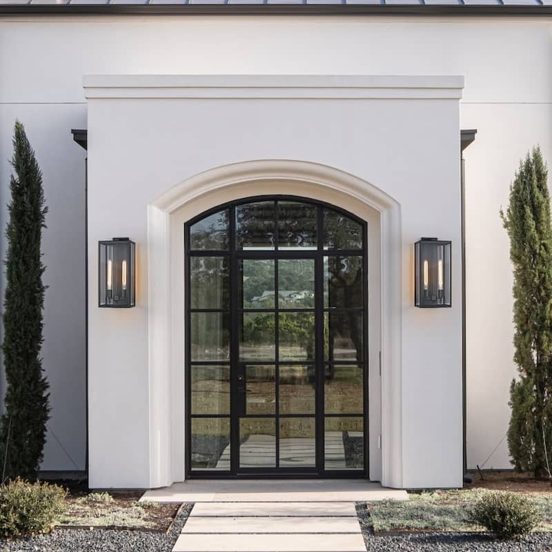 Forti 2-Light Modern Black Outdoor Wall Sconce Lantern Light - 20.5in H
