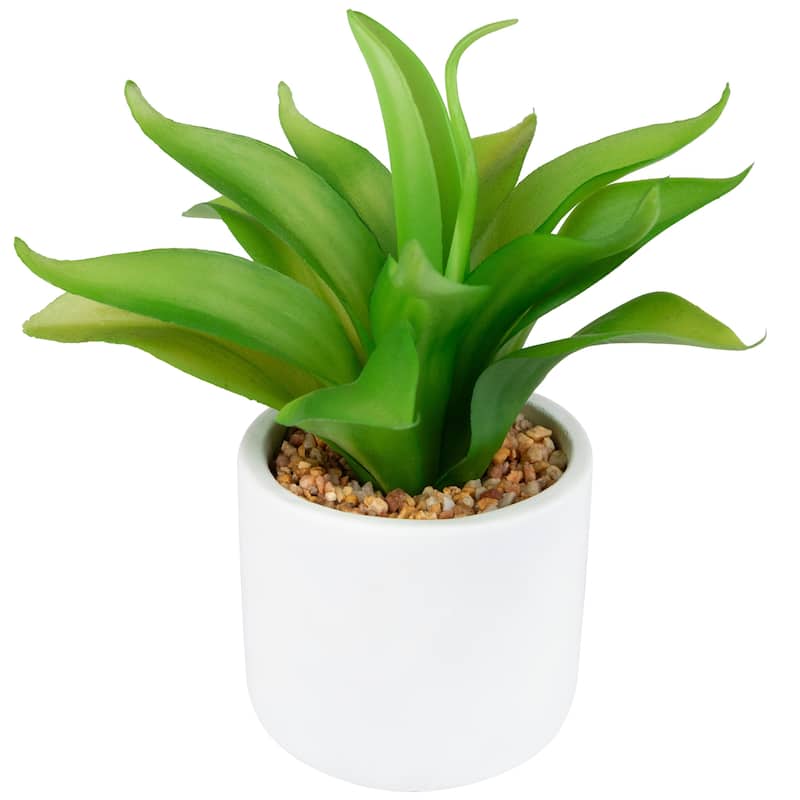 Artificial Mini Foxtail Agave Plant in a White Pot - 8"