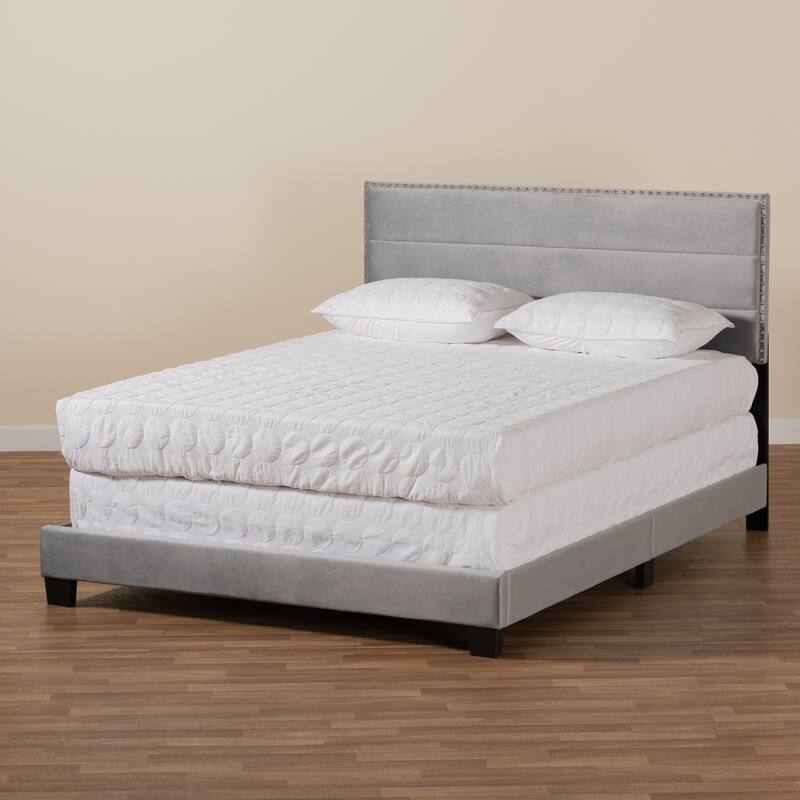 Tamira Modern Glam Velvet Fabric Upholstered Panel Bed