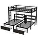 preview thumbnail 5 of 10, Black Full XL over Twin Size Metal Triple Bunk Bed with Drawers
