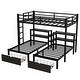 preview thumbnail 5 of 9, Full XL over Twin Size Metal Triple Bunk Bed with Drawers