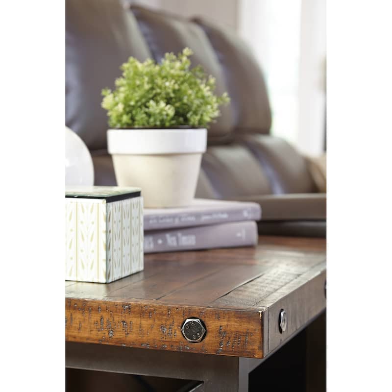 Homestyles Carpenter Brown Solid Acacia Wood End Table
