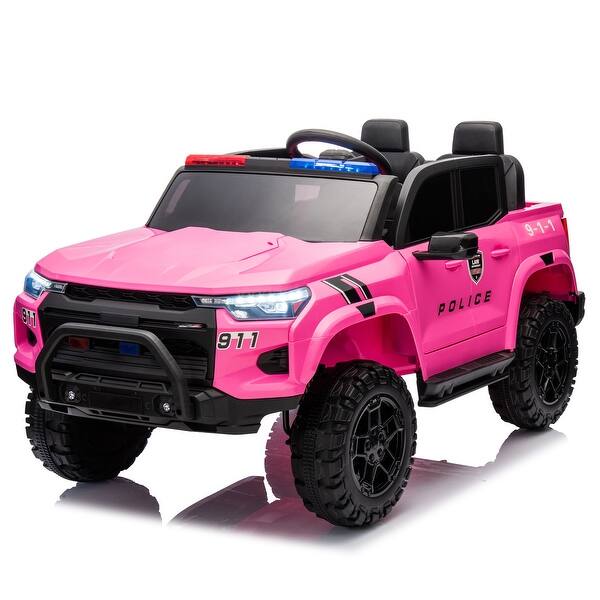 slide 2 of 20, Two-Seater 24V Electric Pickup for Kids with 800W Motors, Remote Control, Safety Belts, and Top Warning Light Rose Red