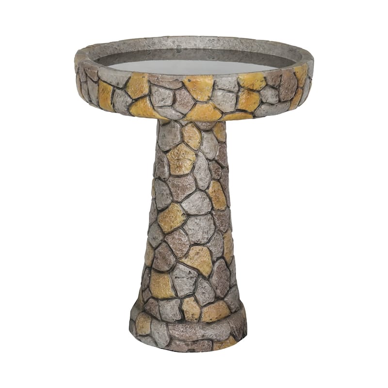 Concrete Bird Bath for Garden- Standing Bird Water Bowl for Patio Deck