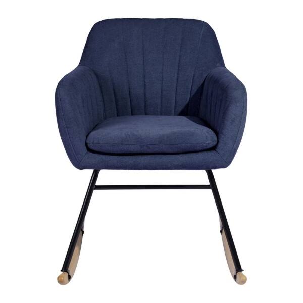 Blue Fabric Ergonomically Upholstered Rocking Chair with Armrest - Bed ...