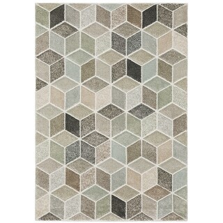 Vista Home Celeste Geometric Cubes Beige/ Multi Power Loom Rug - Bed ...