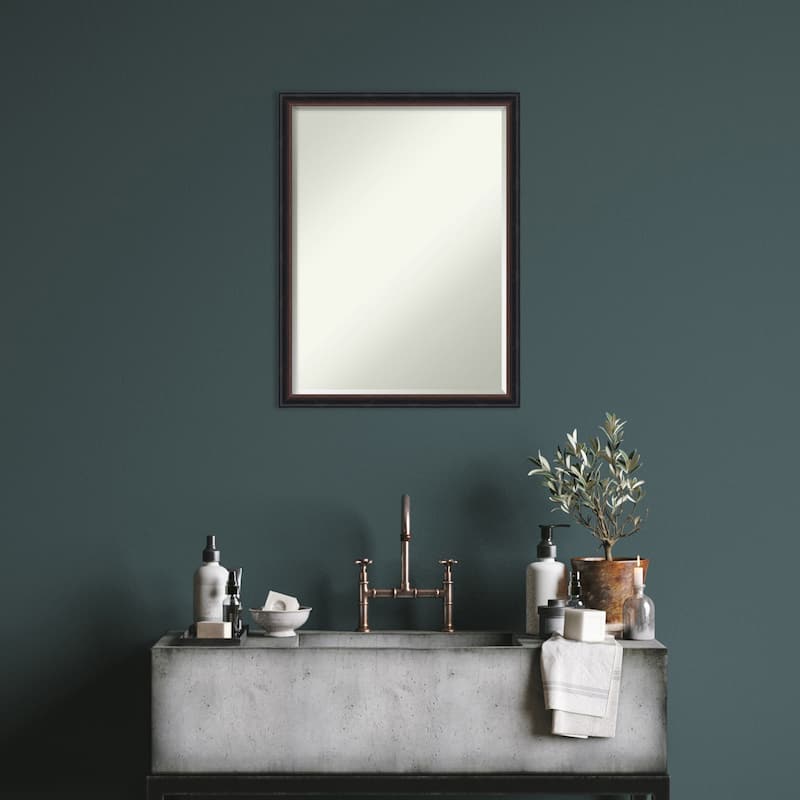 Salon Scoop Half-Inch-Bevel Wood Framed Wall Mirror - Glass Size 18x24