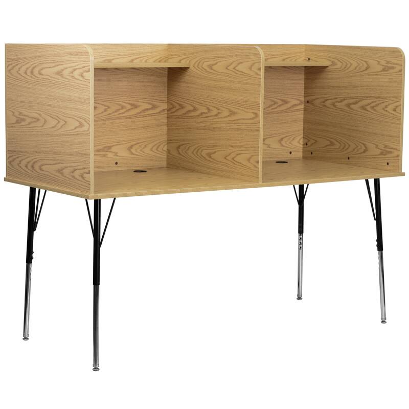 Stand-Alone Double Study Carrel with Height Adjustable Legs