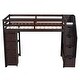 preview thumbnail 24 of 30, Kids Twin Size Loft Bed with Storage Drawers and Built-in Stairs Cabinet, Wooden Bed Frame with Guardrails and Shelving