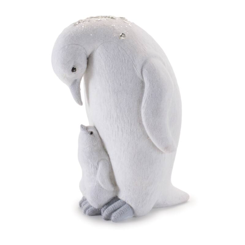 Penguin and Chick Figurines in White Finish (Set of 4)