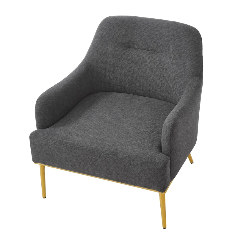 Modern Accent Chair Upholstered Armchair Single Sofa Chair with Curved Backrest and Gold Metal Legs for Living Room