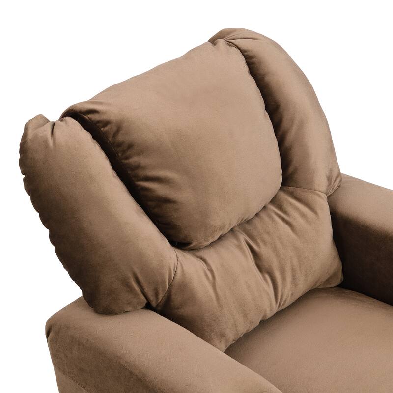 Toddlers Velvet Recliner With Headrest And Footrest