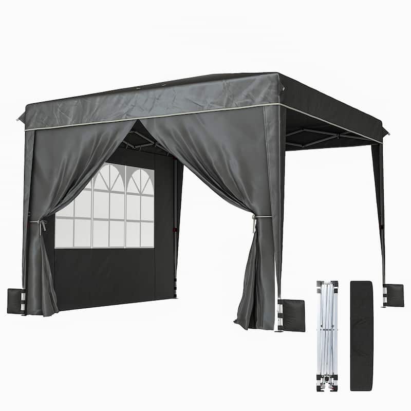 Outsunny 10 x 10 ft Pop Up Canopy Tent with Sidewalls, UPF50+ Outdoor Portable Instant Canopy Shelter with Carry Bag, Sandbags