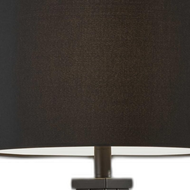 Black Metal Tripod Table Lamp with Drum Fabric Shade and Rotary Switch - 14” x 14” x 28” (D x W x H)