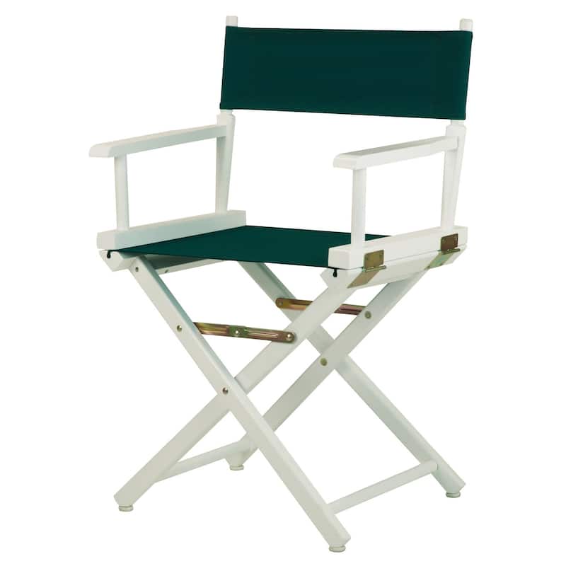 White Frame 18-inch Director's Chair - 33.75"h x 21.75"w x 17"d - 33.75"h x 21.75"w x 17"d