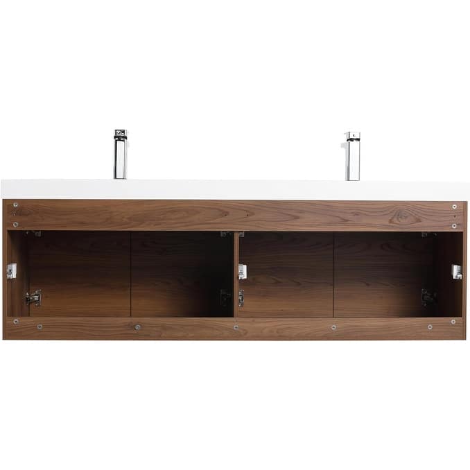 Blossom 60" Wall Mount Vanity with Double Acrylic Sink, Modern Design