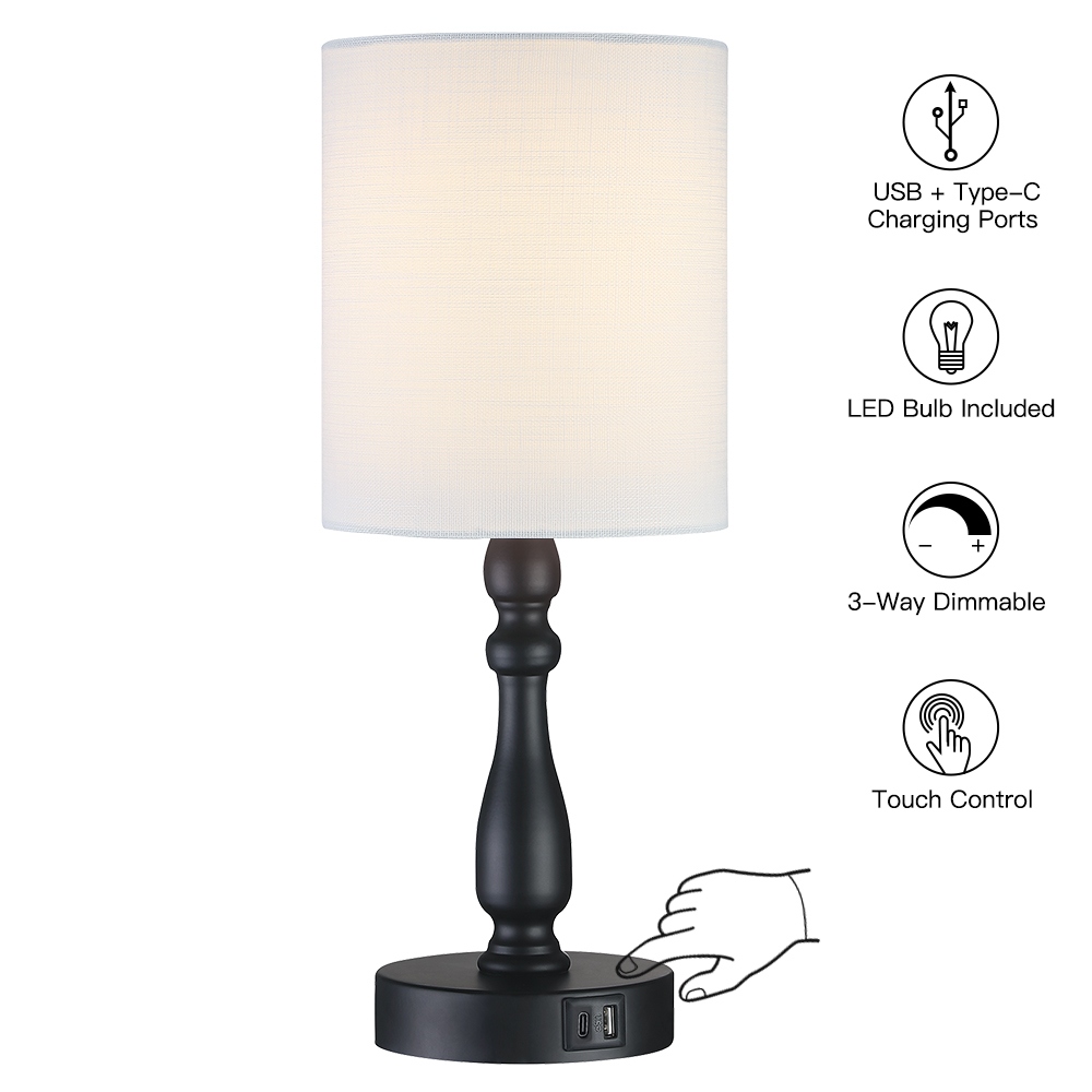 3-Way Dimmable Touch Control Small Table Lamp with USB Port